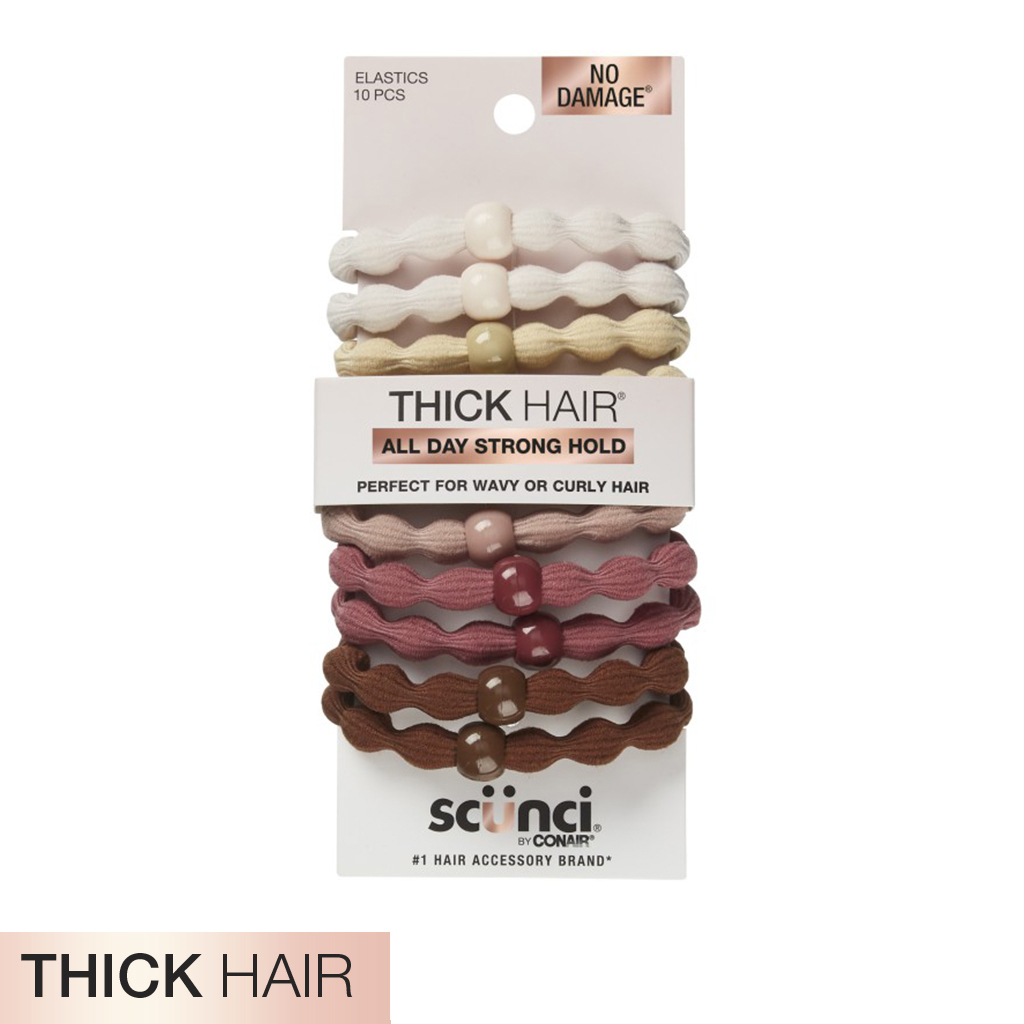 Thick Hair Neutral Textured Hair Ties with Beads 10pk - No Damage®
